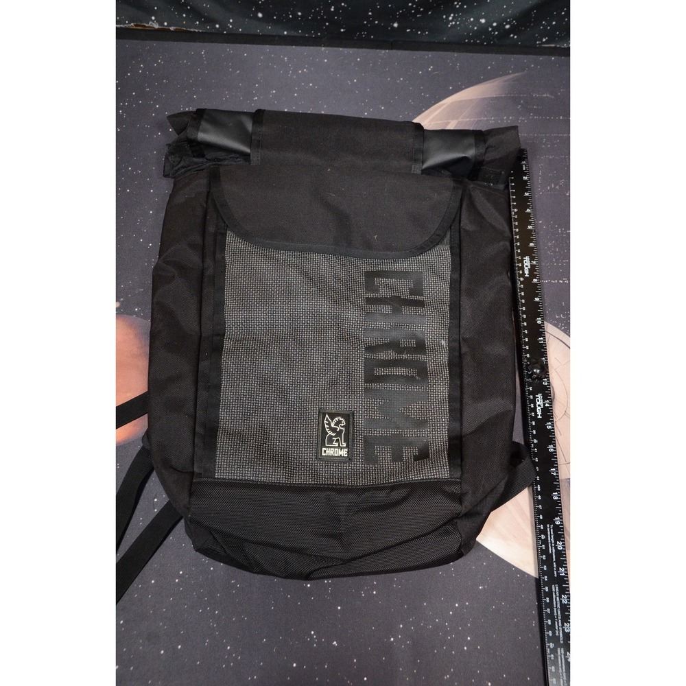 Chrome Black Bravo Rolltop Backpack Soft Case Water Resistant Nylon Urban Bag